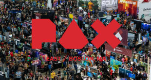 Image of the crowds at PAX East with the logo emblazoned across the image